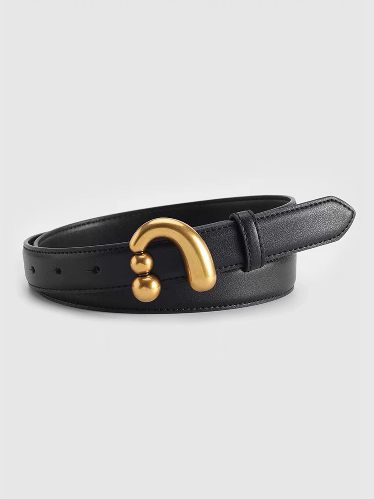 Personalized Metal Buckle Split Leather Thin Belt
