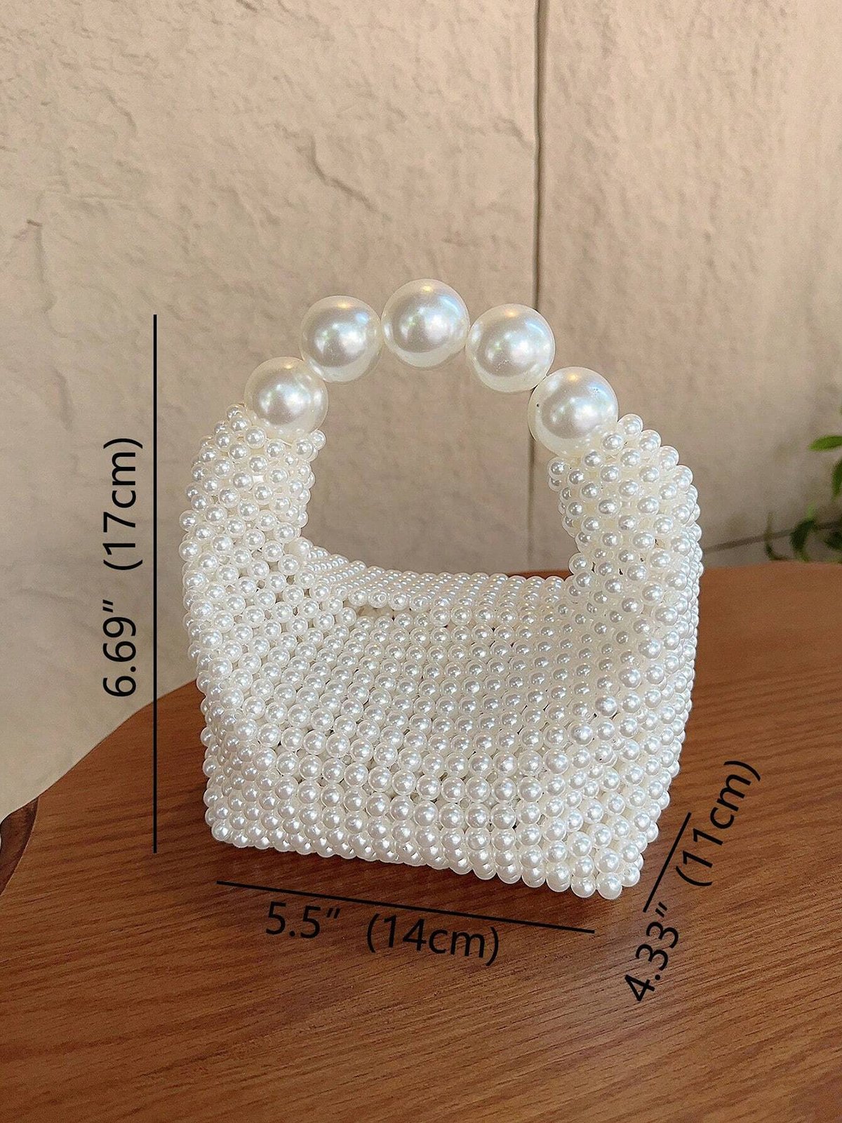 Elegant Imitation Pearls Evening Handbag Beaded Clutch Bag For Wedding Party