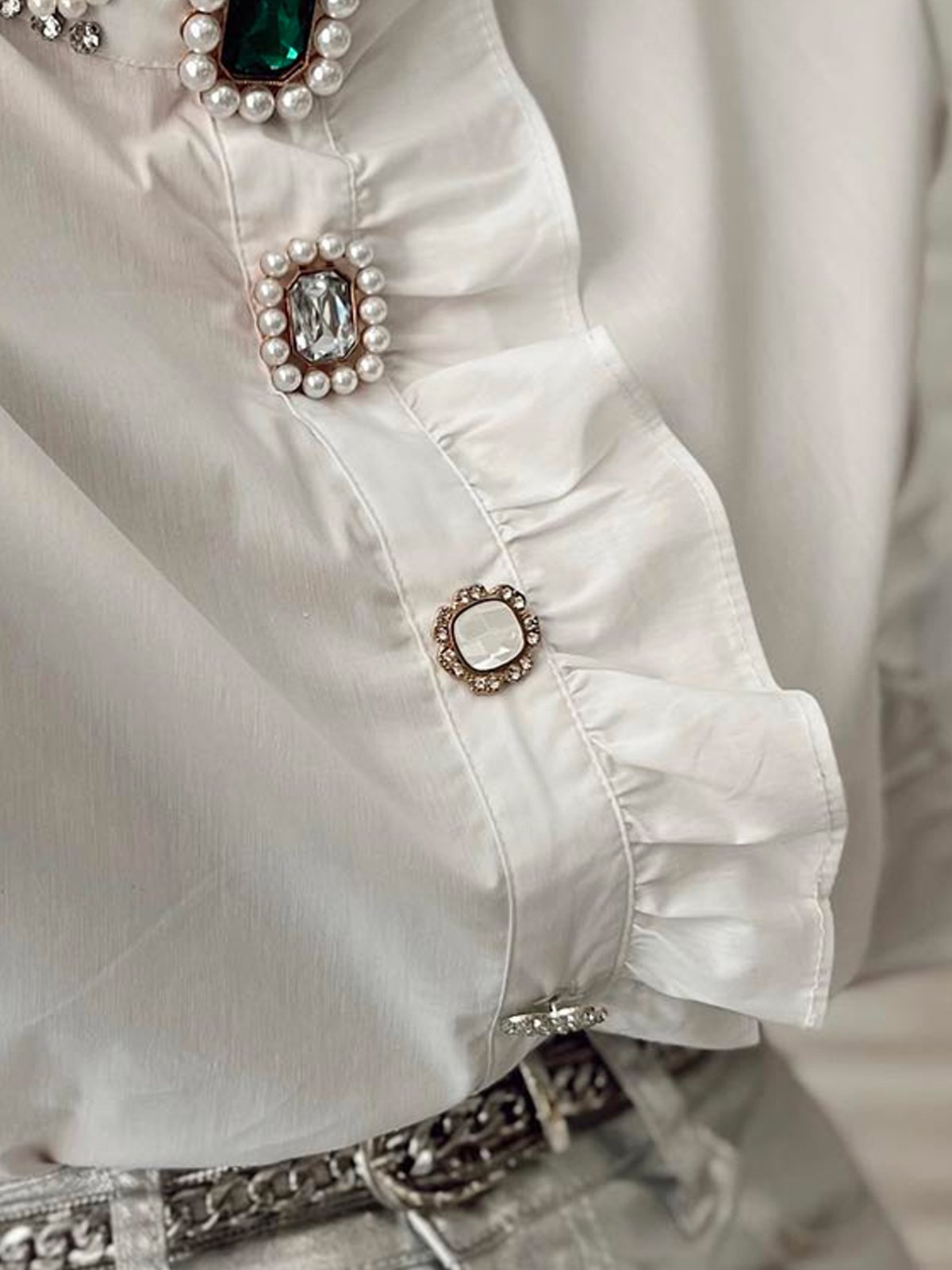 Lotus Leaf Collar Urban Buttoned Blouse