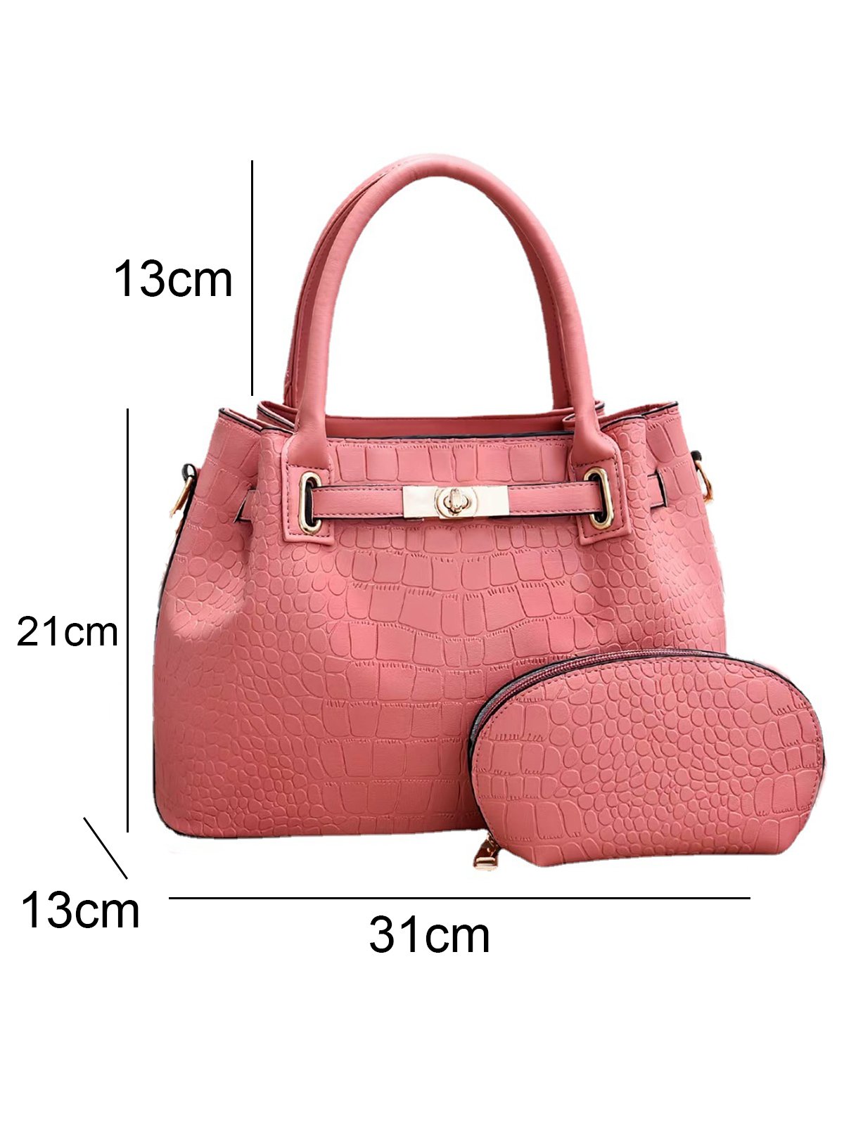 2pcs/set Large Capacity Crocodile Embossed Bucket Tote Bag Commuting Crossbody Bag with Coin Purse