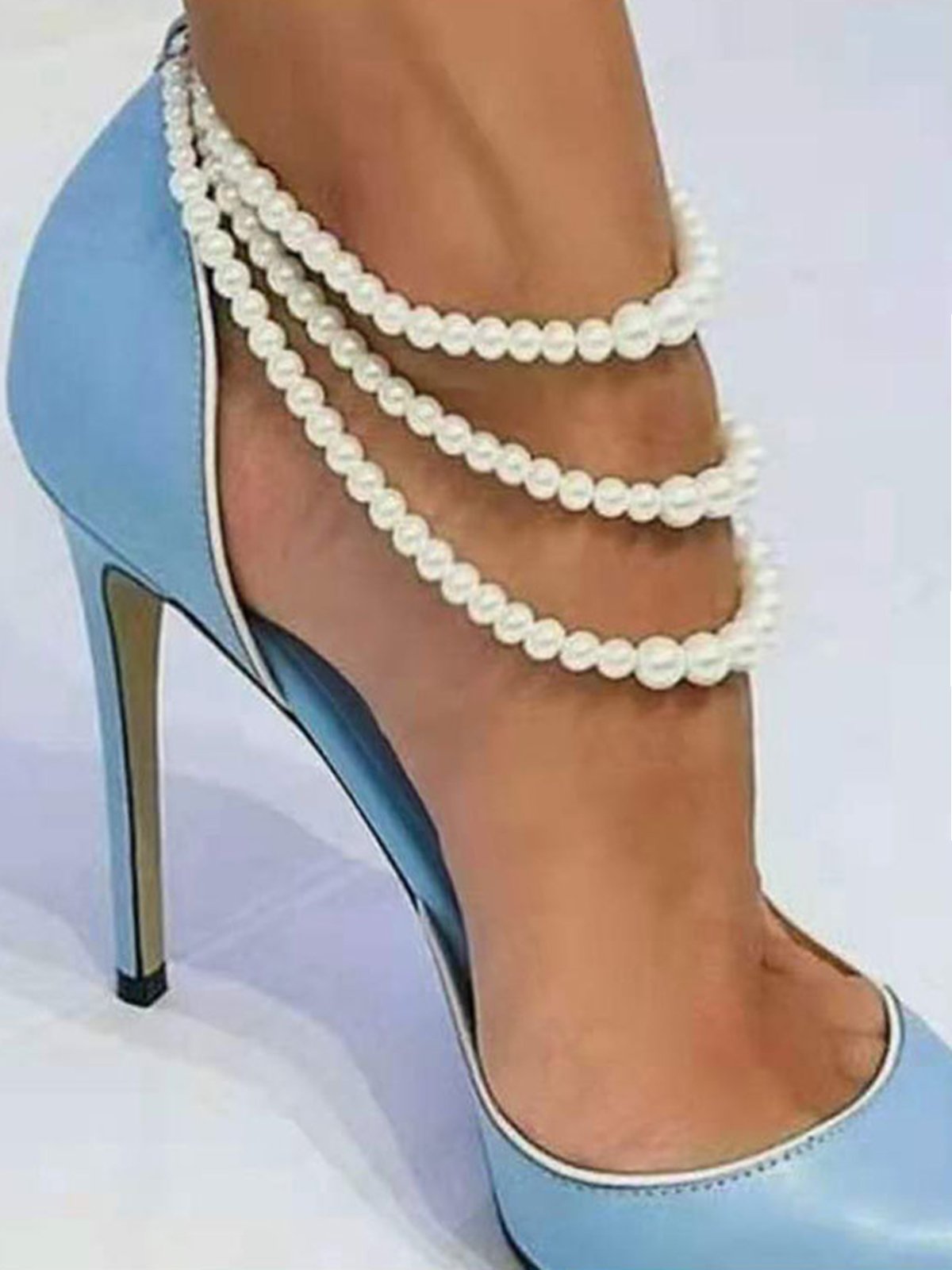 Elegant Imitation Pearl Multi-layer Anklet High Heels Decoration