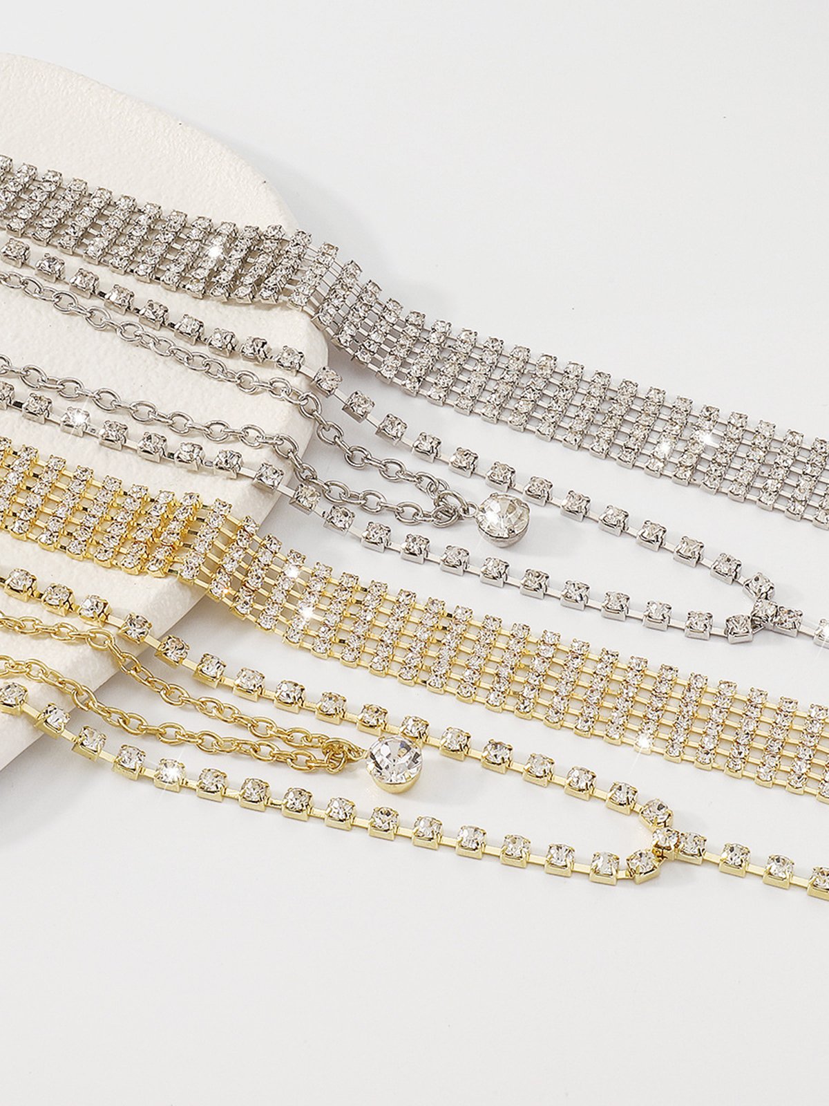 1 Set Multi-Layered Rhinestone Tassel Y-Shape Necklace