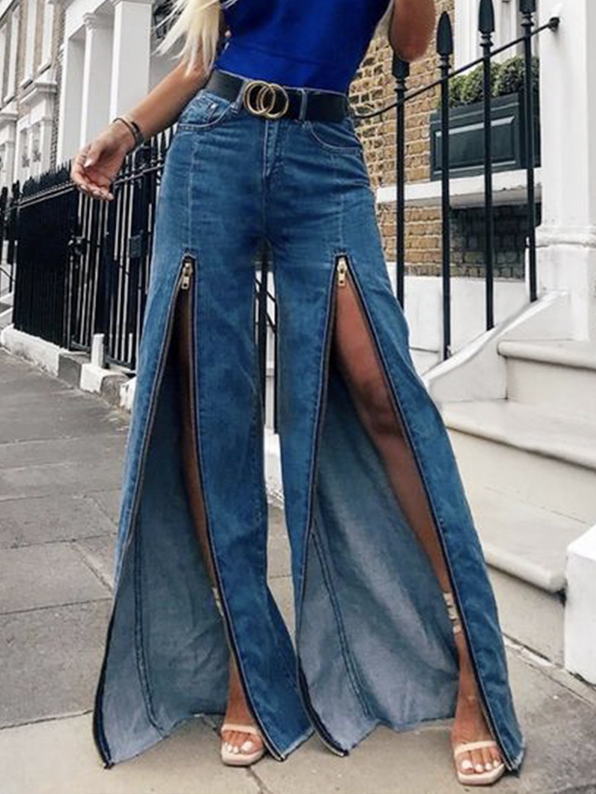 Daily Plain Regular Fit Zipper Urban Jeans