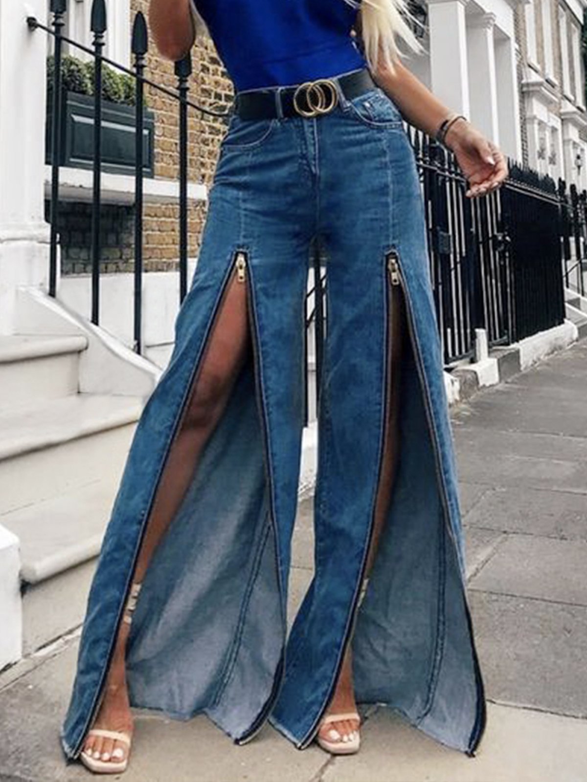 Daily Plain Regular Fit Zipper Urban Jeans