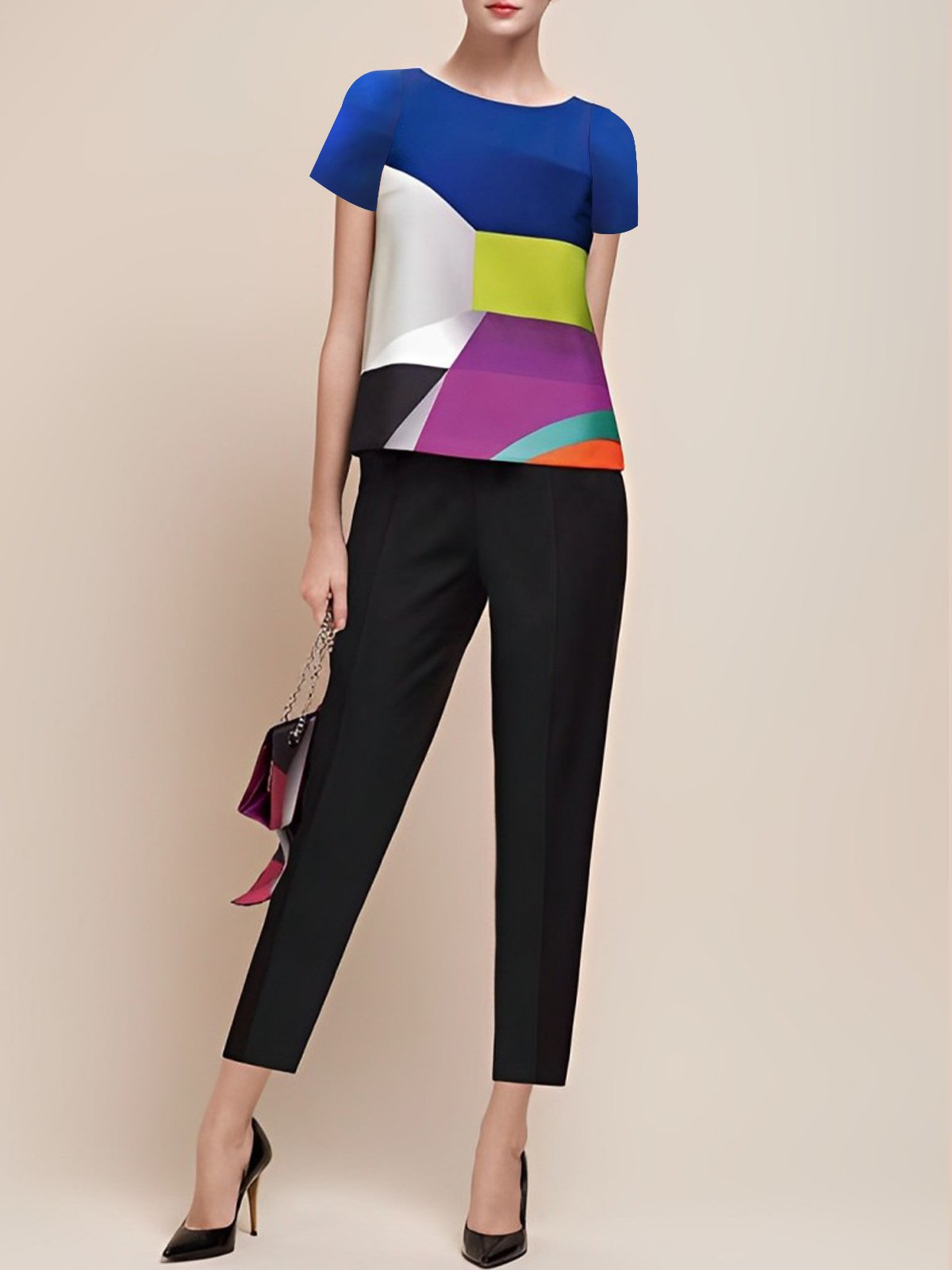 Regular Fit Geometric Urban Short Sleeve Shirt