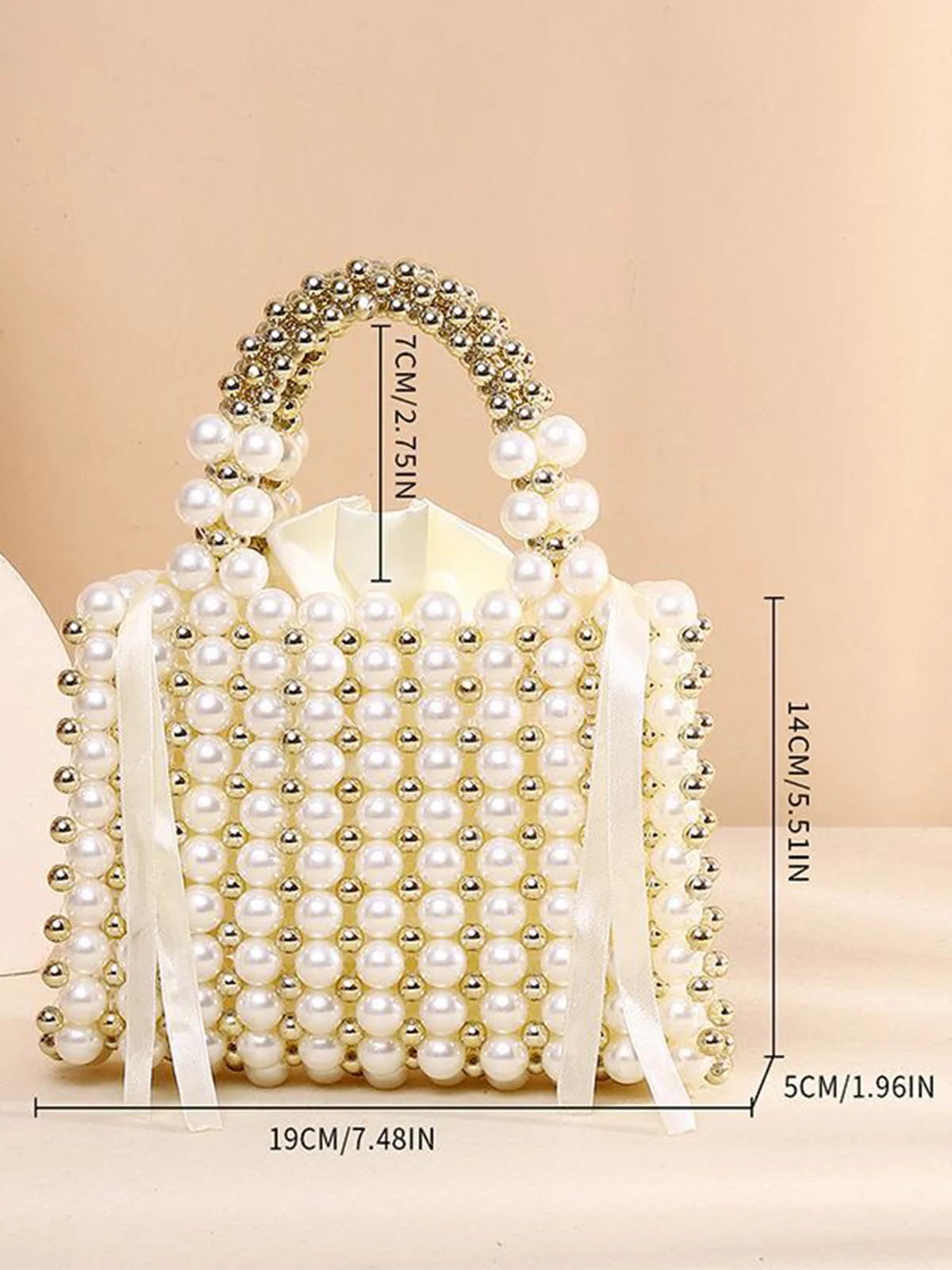 Elegant Imitation Pearl Beaded Handbag