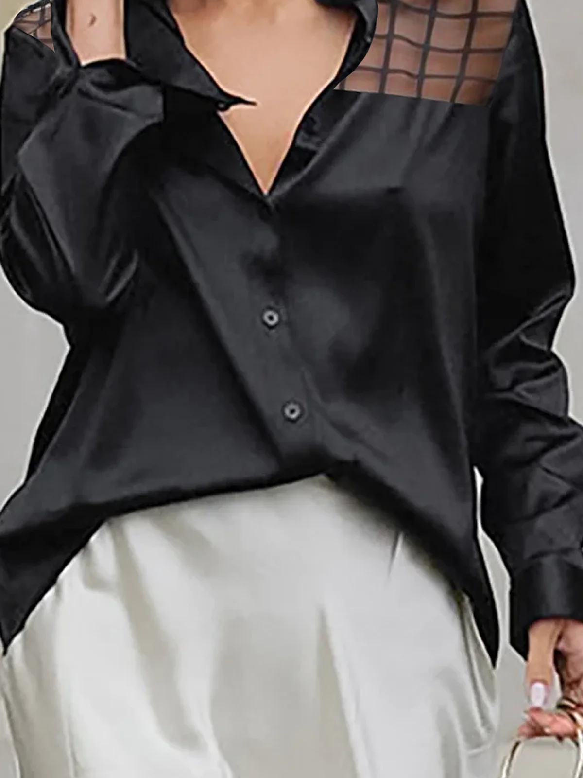 Urban Shirt Collar Long Sleeve Loose Blouse