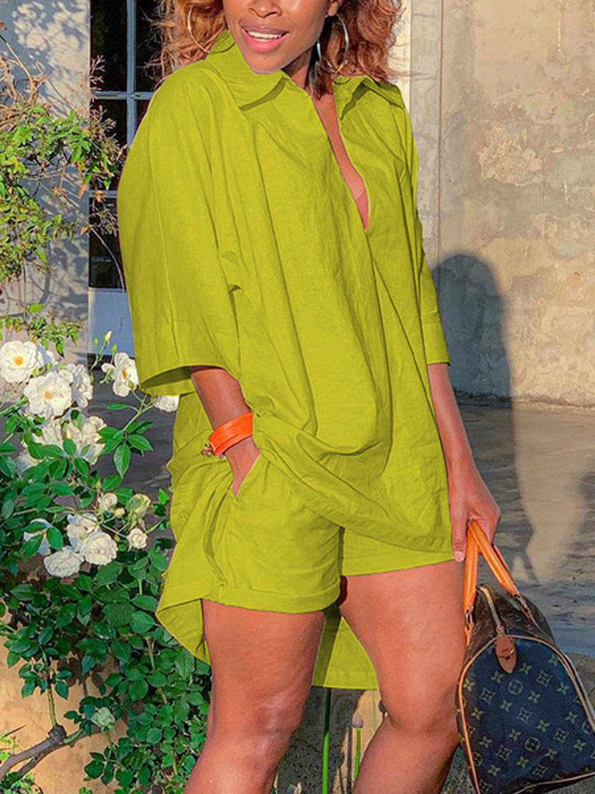 Shirt Collar Loose Casual Linen Blouse