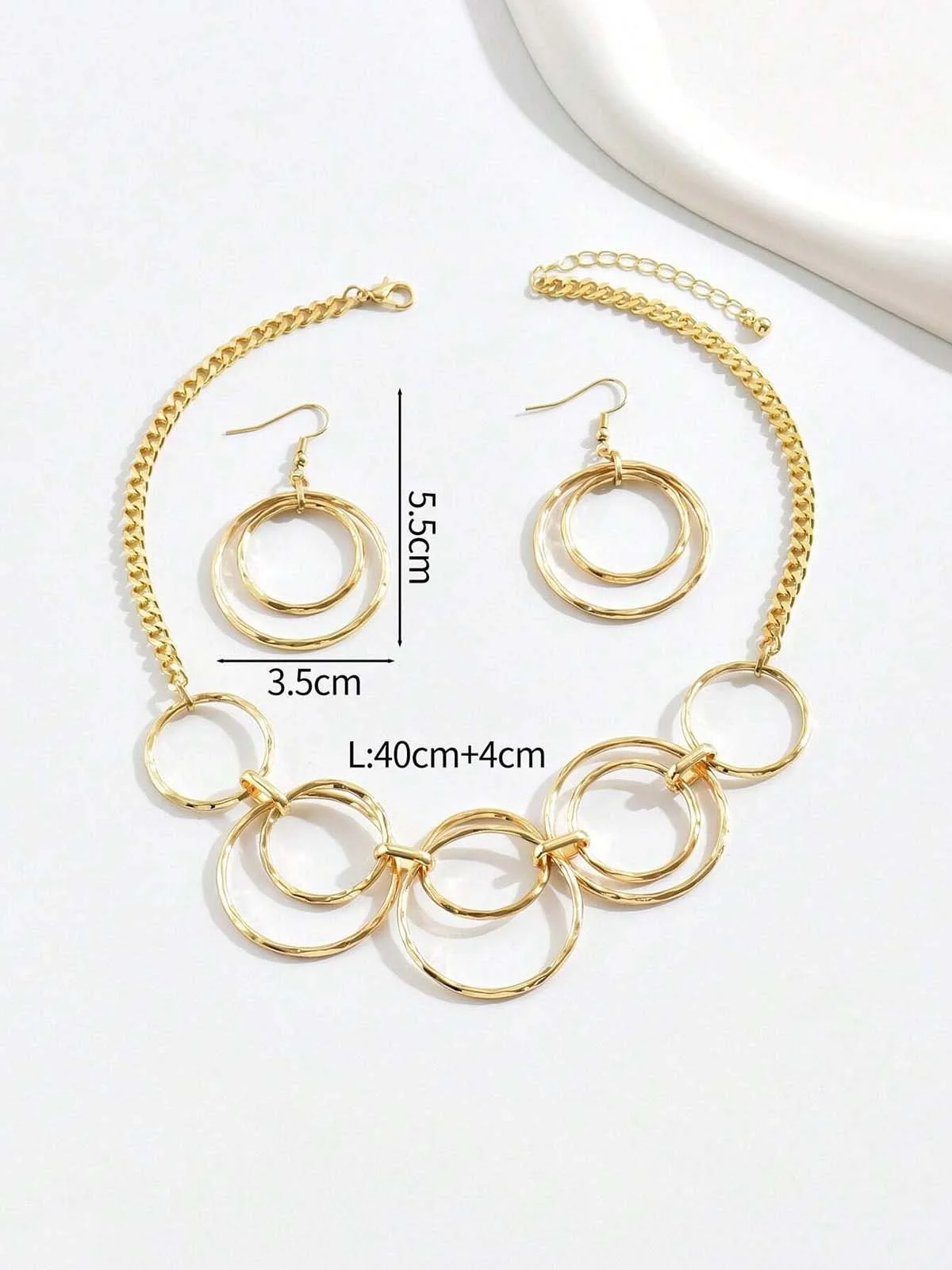 2pcs/set Fashionable Round Pendant Necklace And Earrings