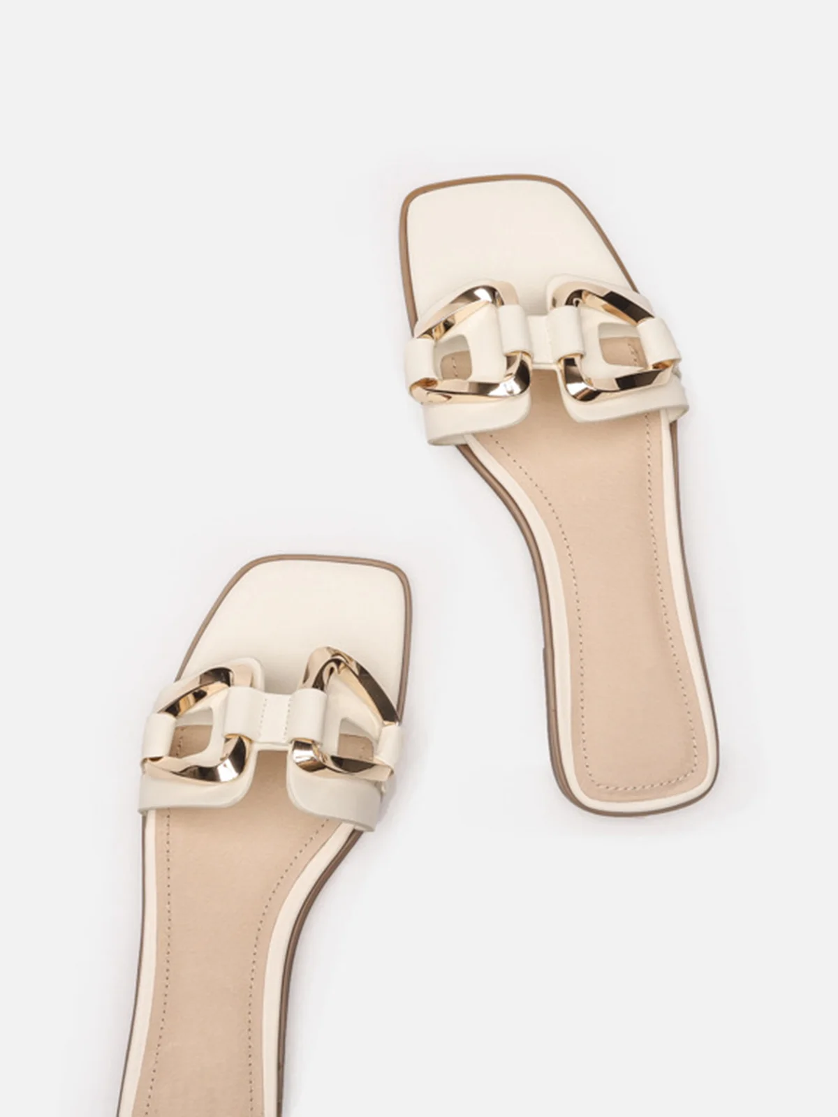 Fashionable Geometric Metal Decor Hollow Out Slide Sandals