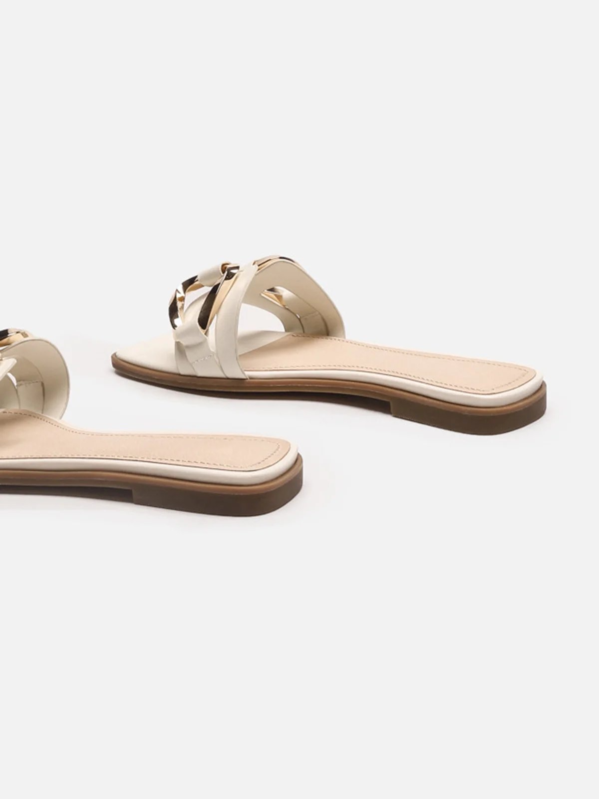 Fashionable Geometric Metal Decor Hollow Out Slide Sandals