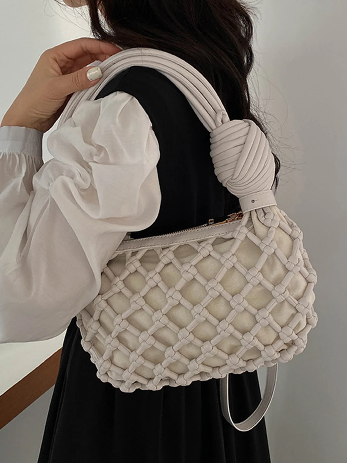 Fashionable Braided Knoted Hollow Out Underarm Bag