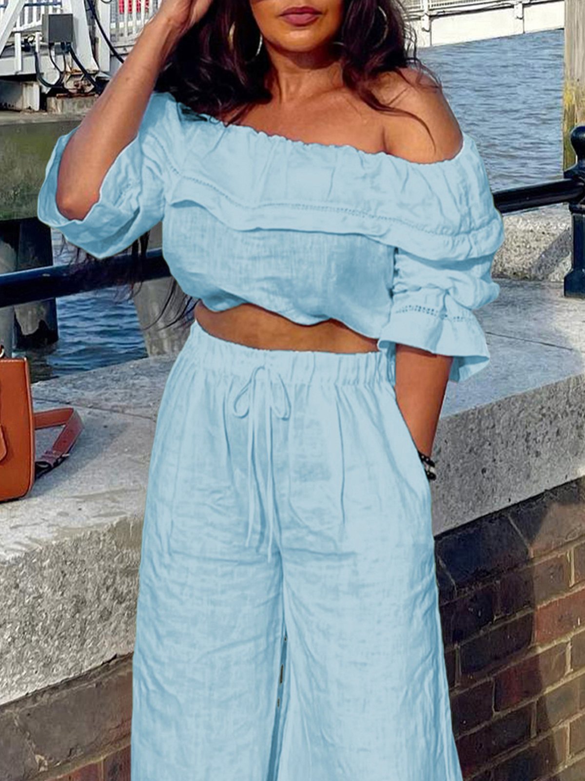 Vacation Off-shoulder Loose Linen Shirt