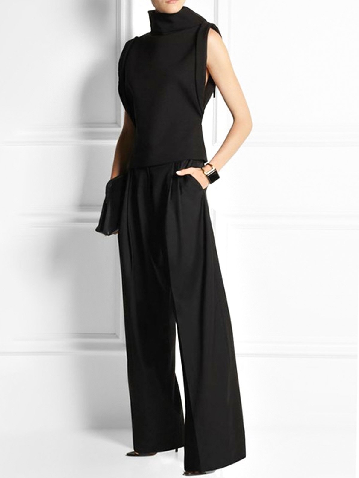 Urban Loose Turtleneck Plain Tank Top