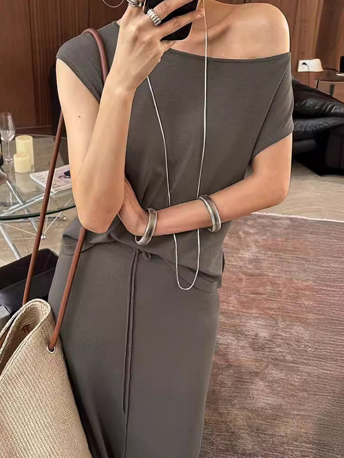 Daily Cold Shoulder Plain Casual T-Shirt