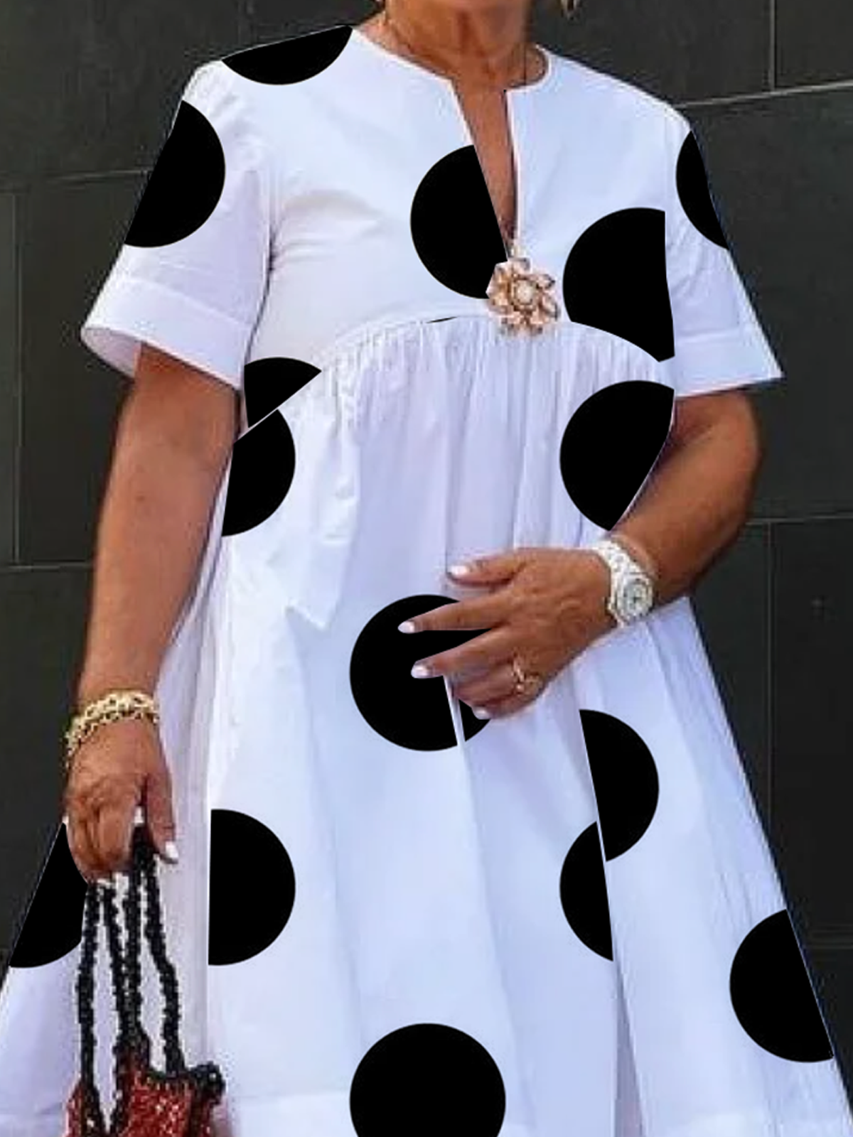 Urban Polka Dots Loose Midi Dress