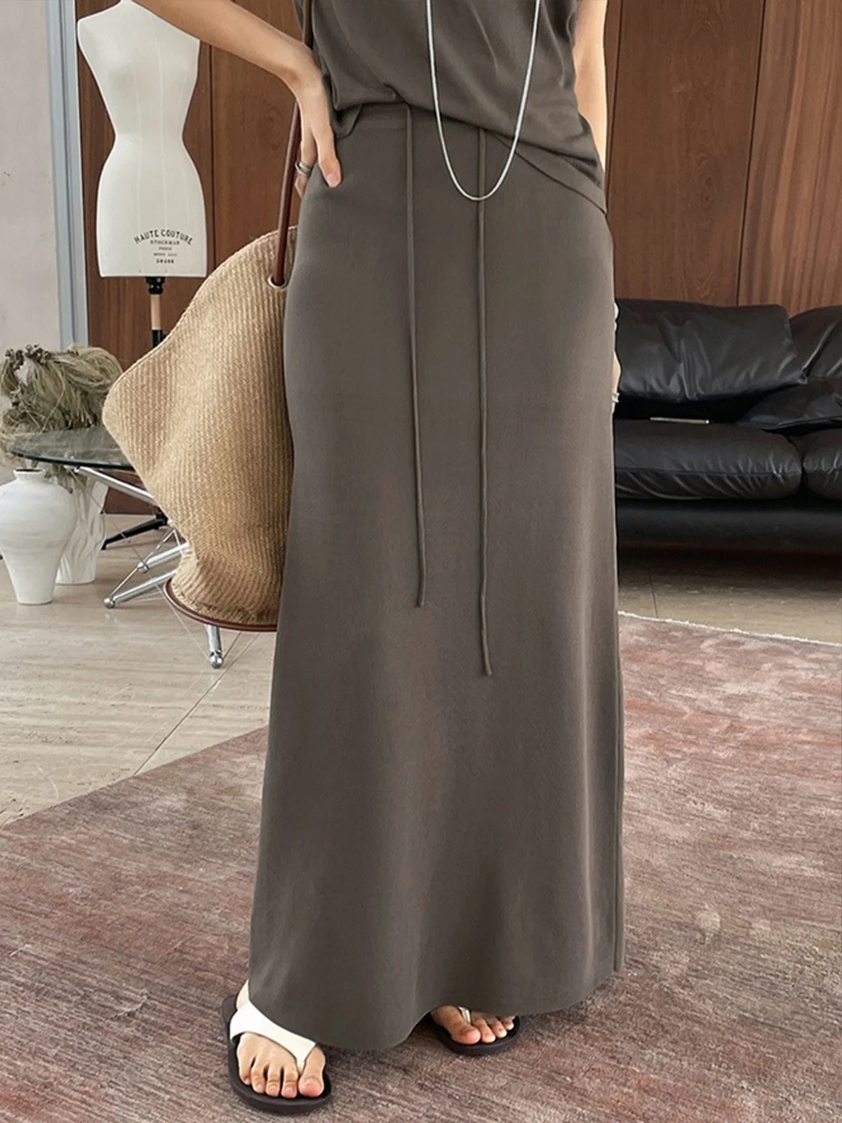 Daily Plain Regular Fit Casual Skirt