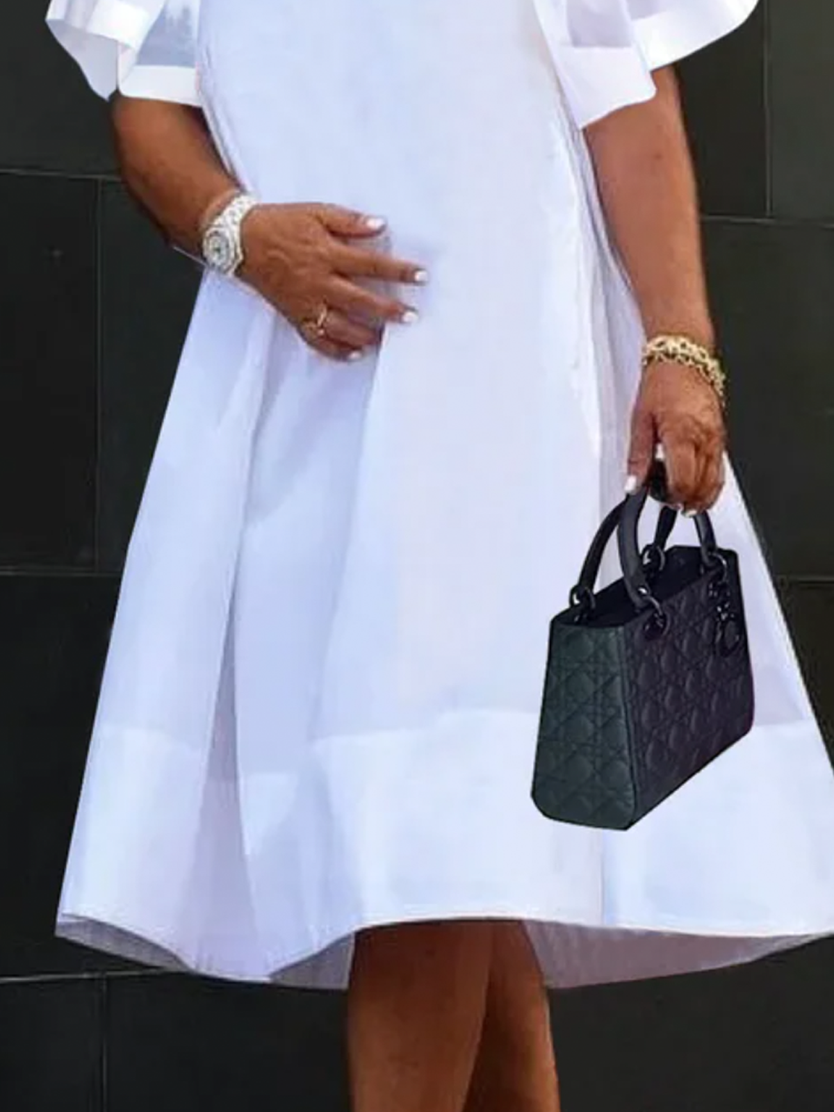 Plus Size Plain Others Loose Short Sleeve Elegant Short Dress