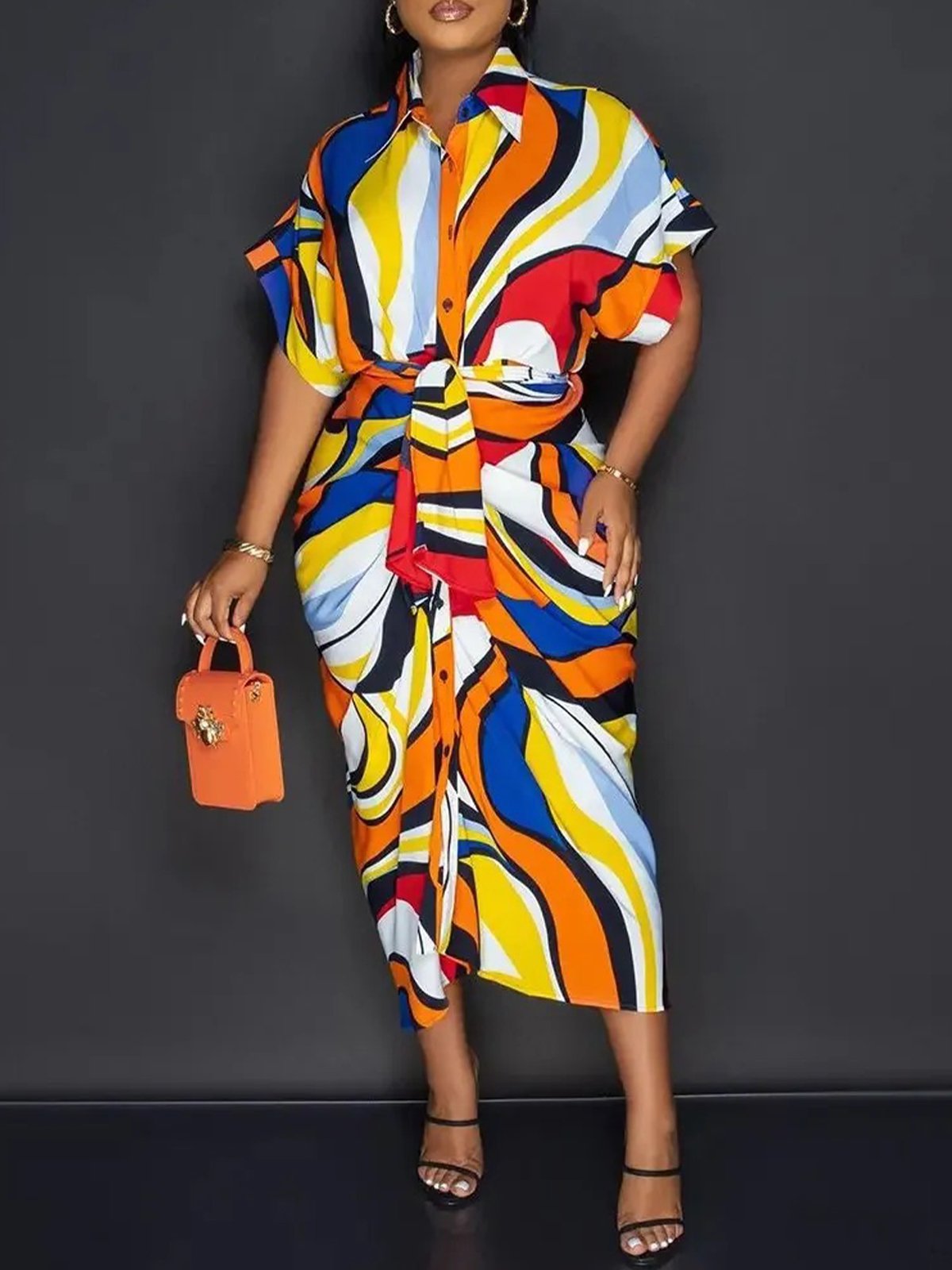 Shirt Collar Regular Fit Urban Dress With Belt stylewe