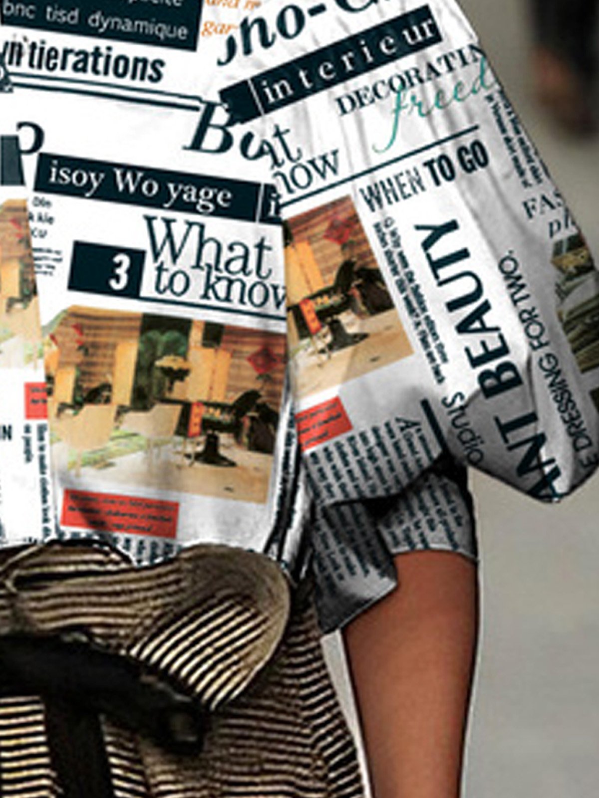 Regular Fit Boat Neck Urban Printing Blouse