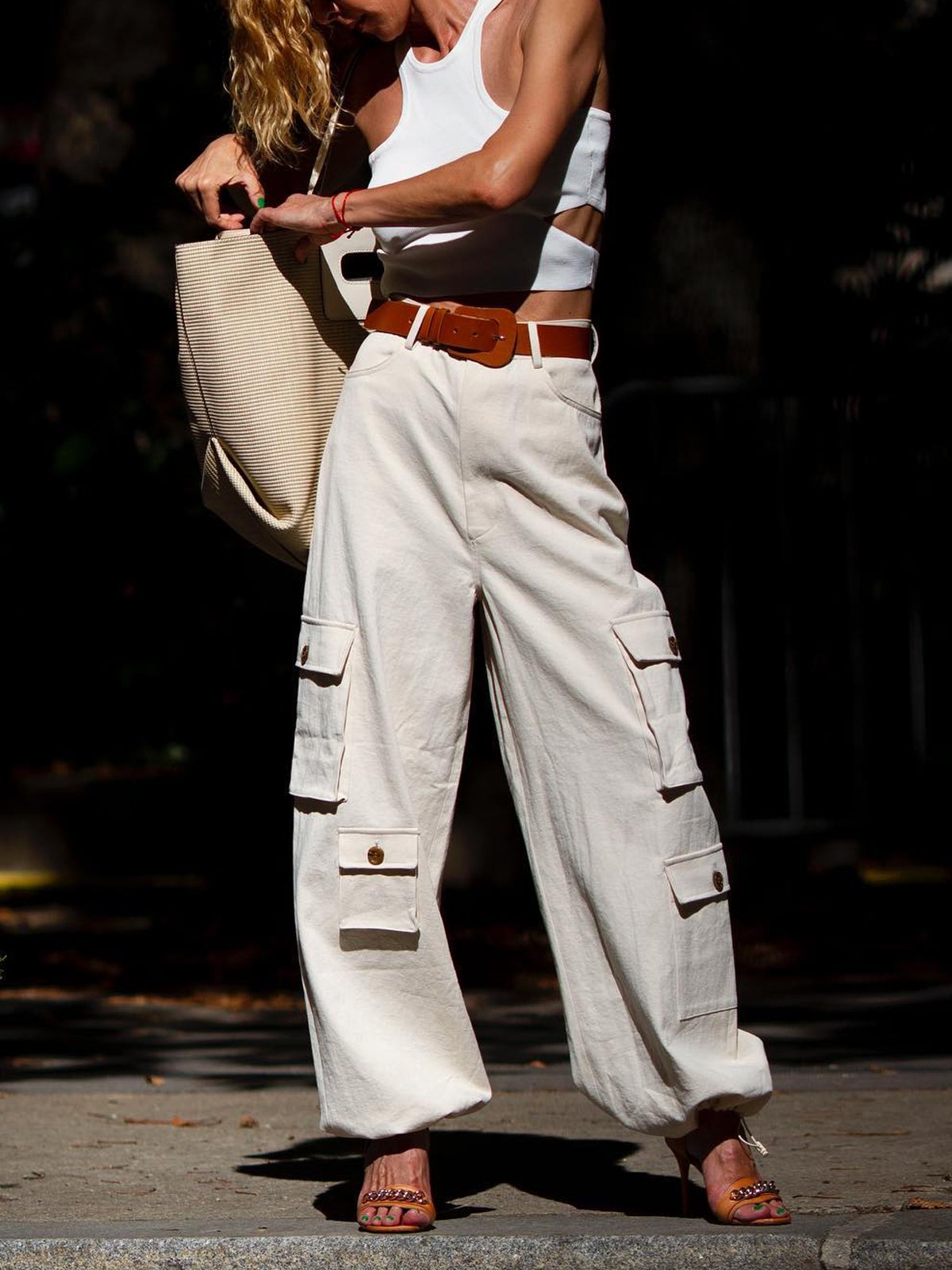 Casual Plain Pockets Cargo Pants