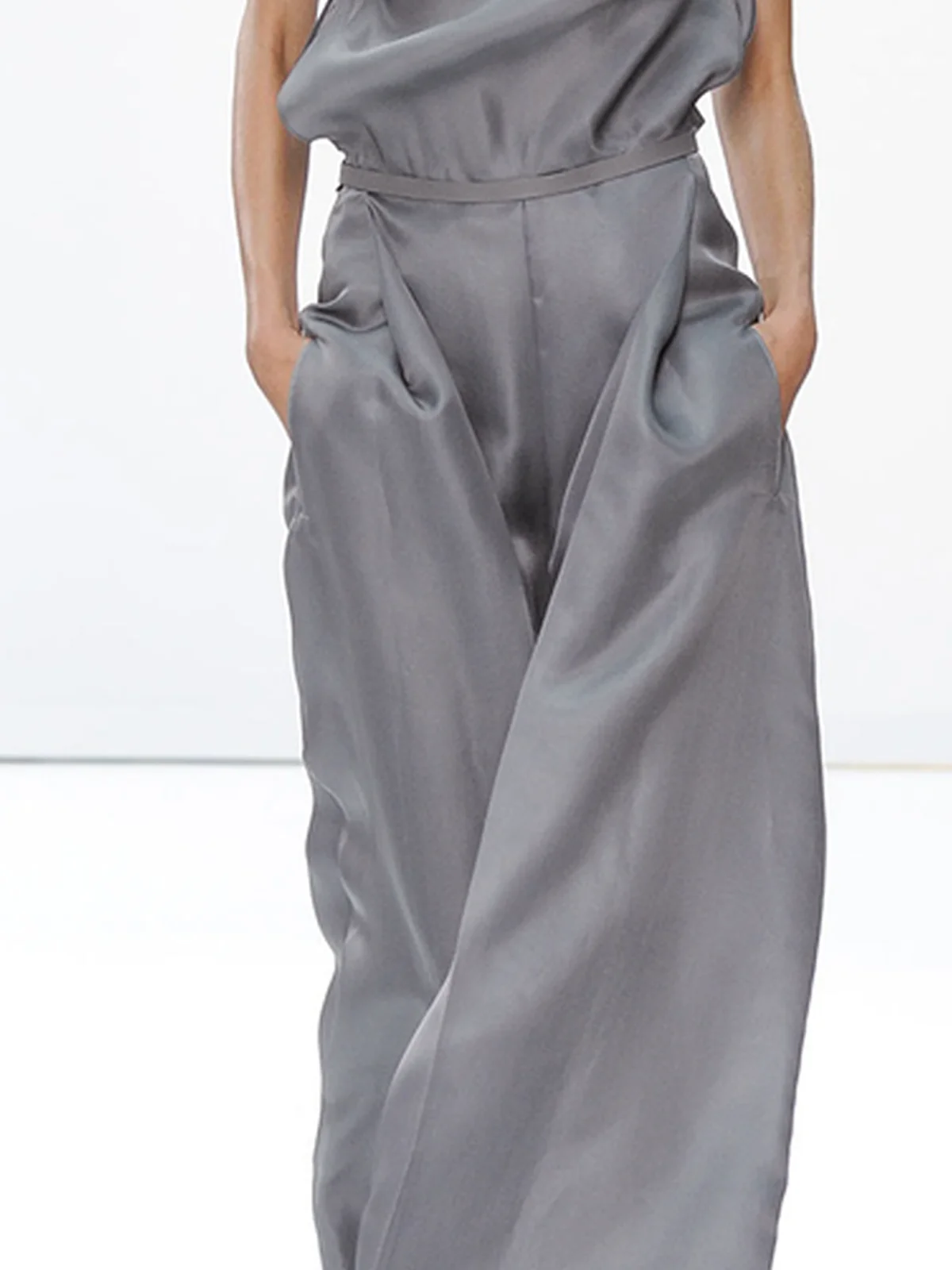 Elegant Loose Plain Long Wide Leg Pants