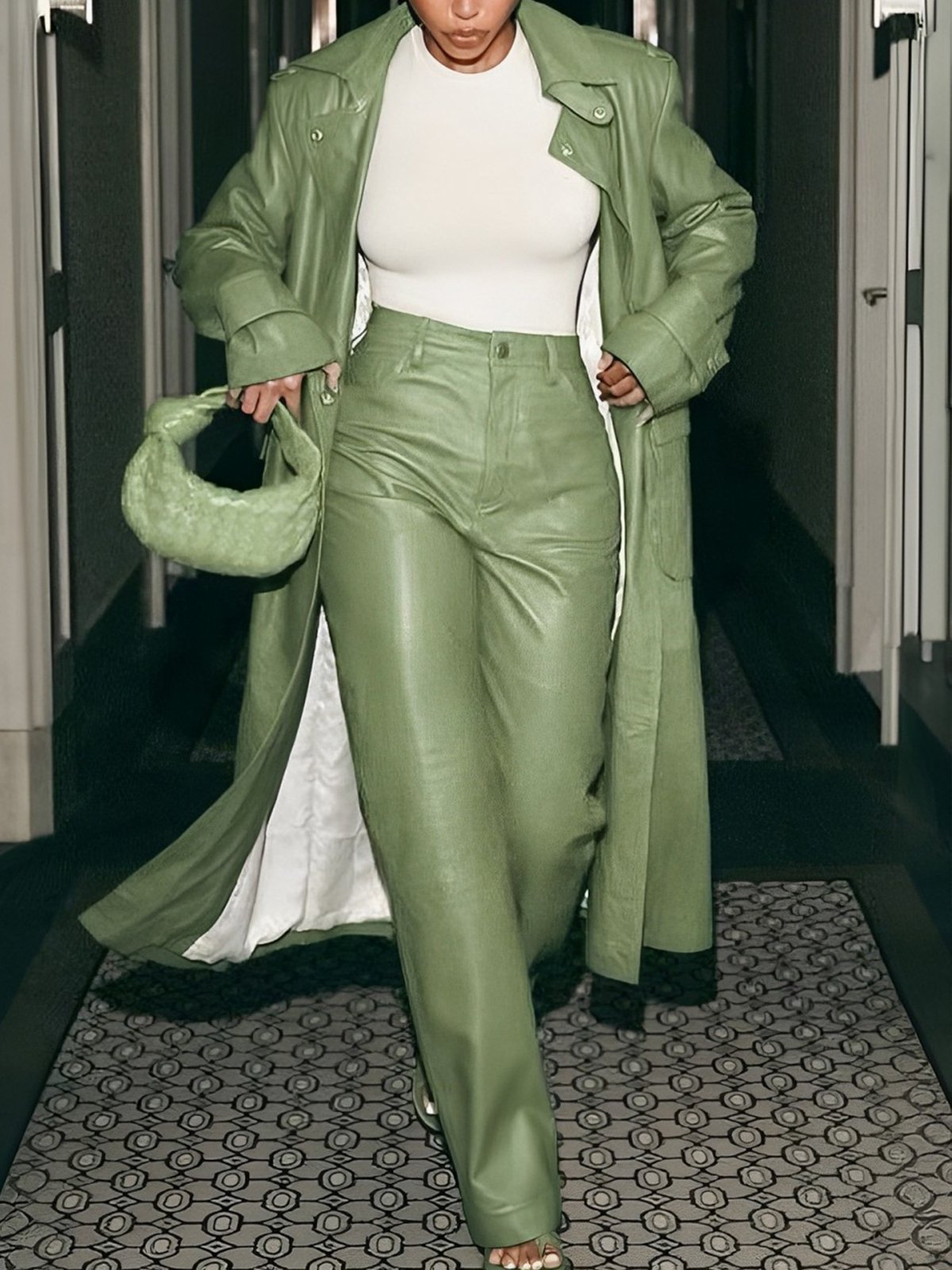 Urban Lapel Collar Faux Leather Coat