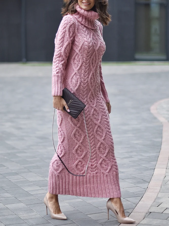 Casual Turtleneck Sweater Dress