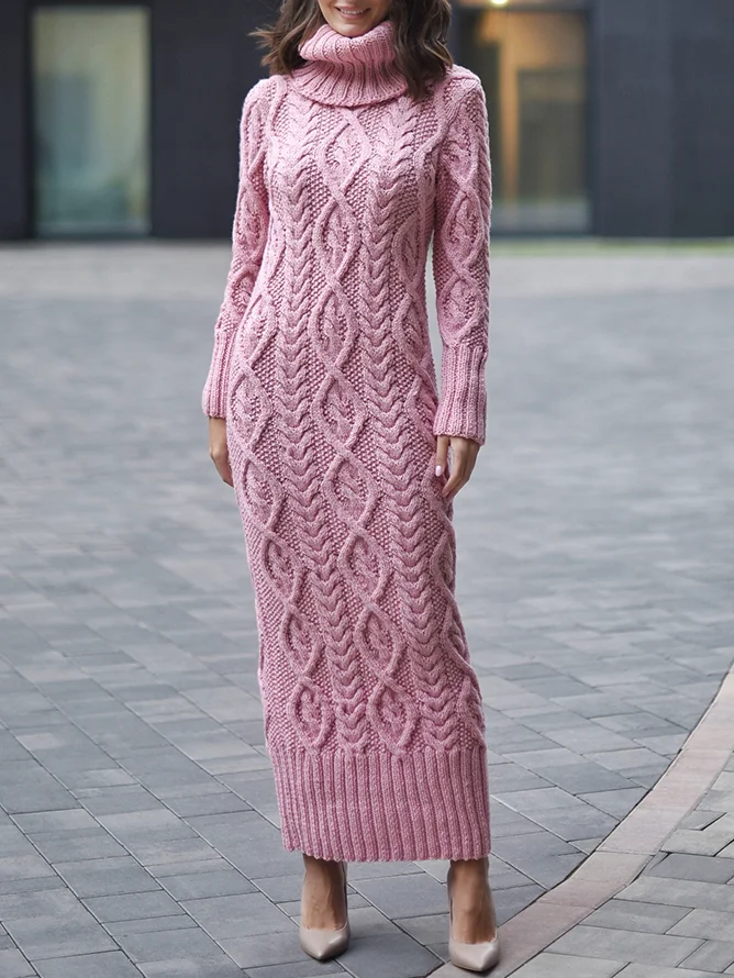 Casual Turtleneck Sweater Dress