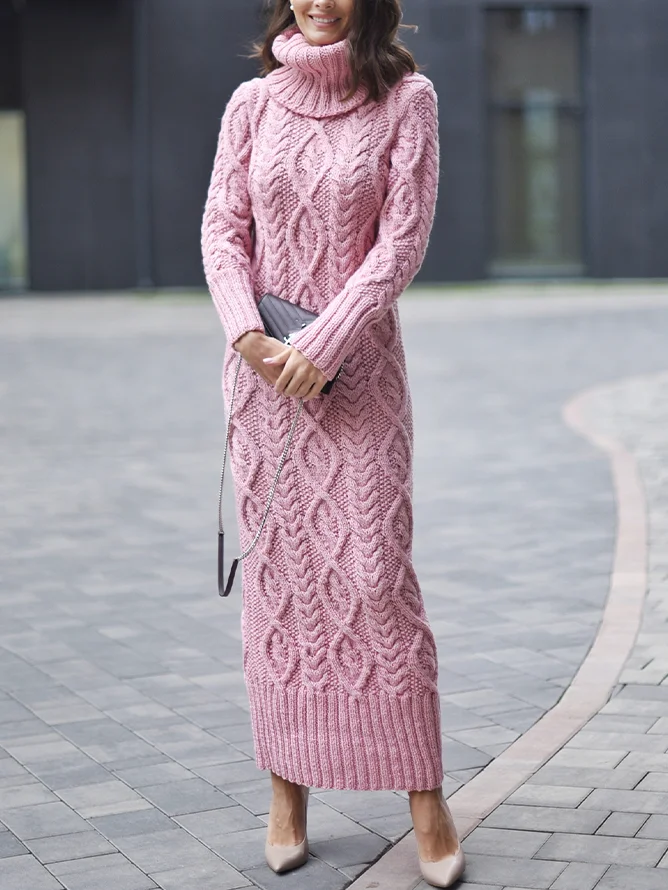 Casual Turtleneck Sweater Dress