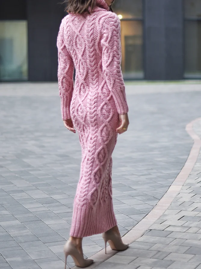 Casual Turtleneck Sweater Dress