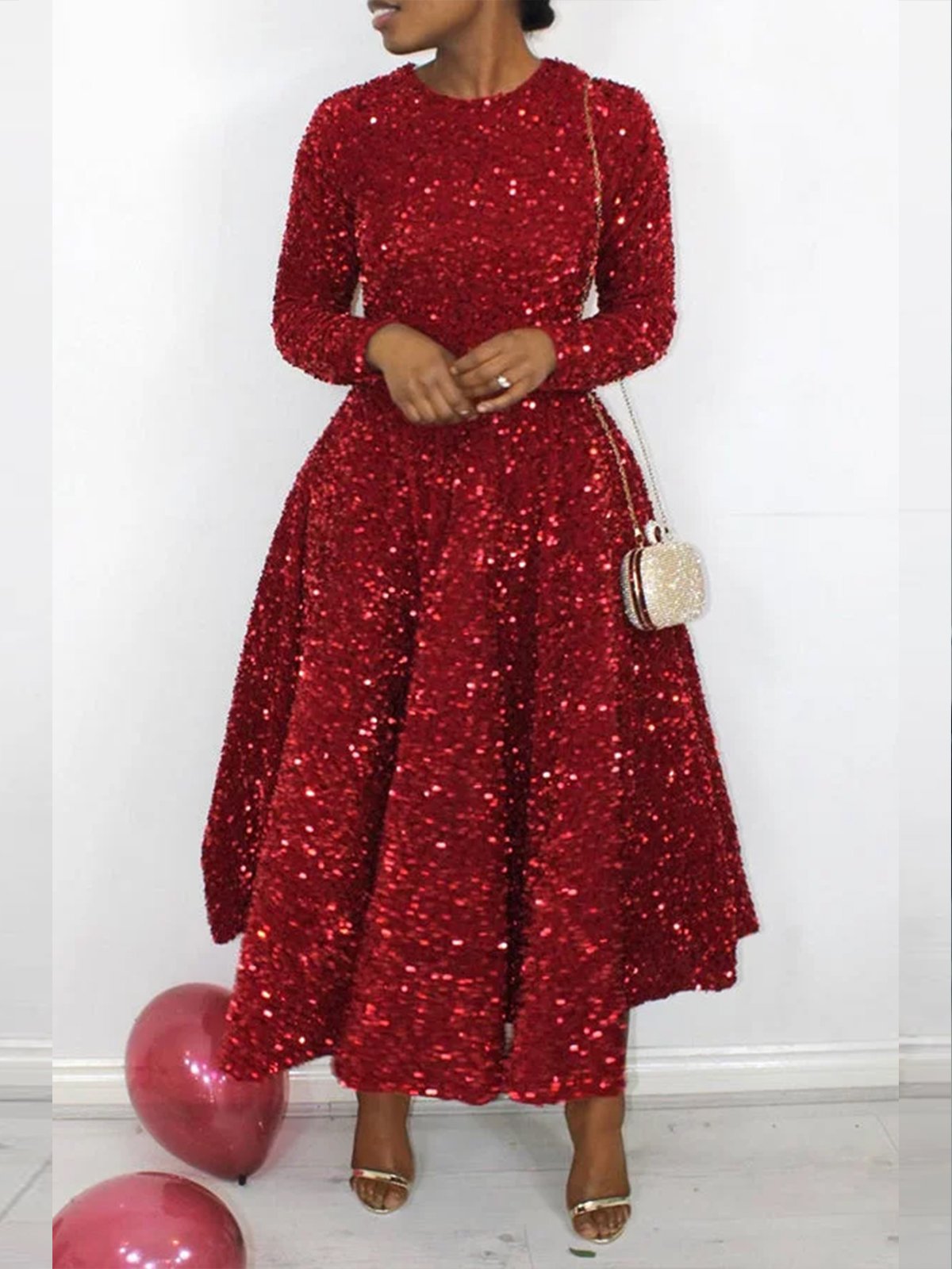 Elegant Glitter Big Hemline Party Dress