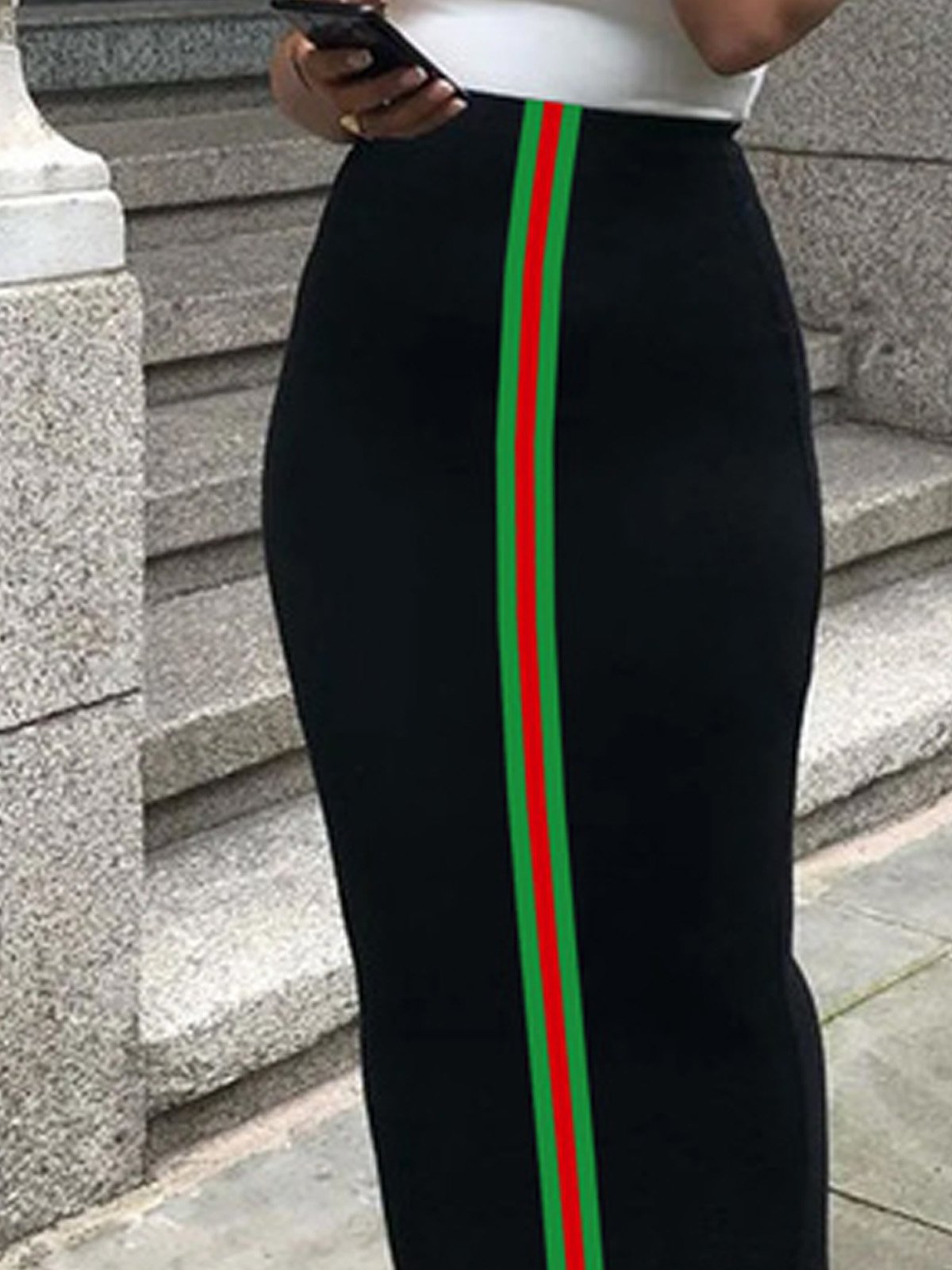 Urban Printing Striped Bodycon Skirt