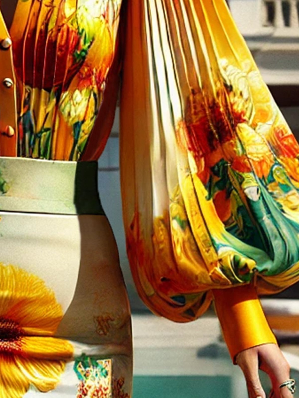 Romantic Balloon Sleeve Floral Elegant Shirt