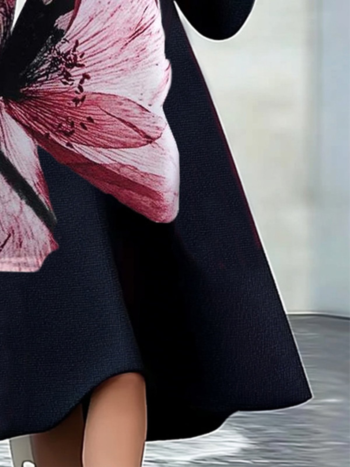 Regular Sleeve Regular Fit Elegant Floral Sweater Dress