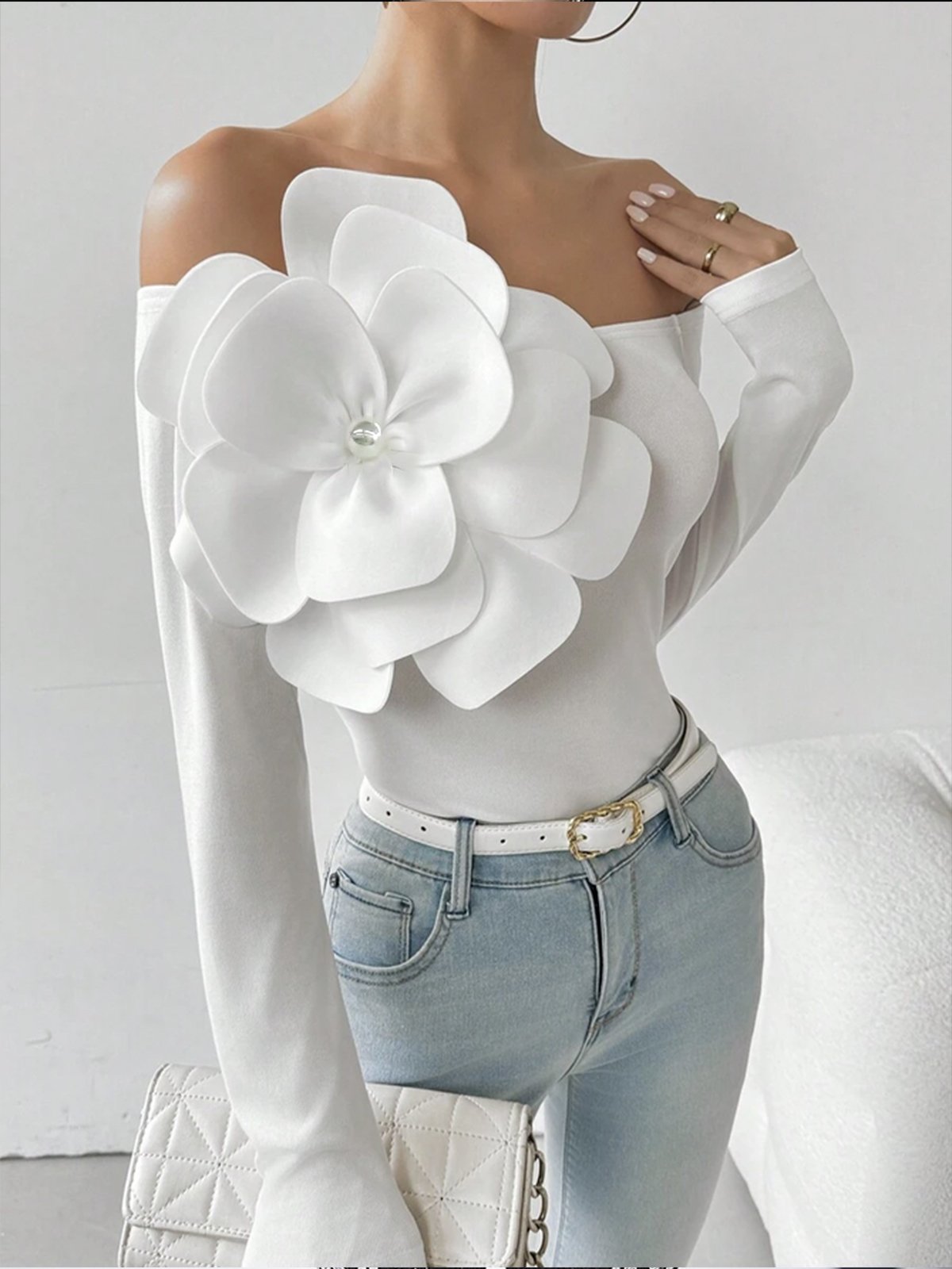 Urban 3D Floral Off The Shoulder Blouse