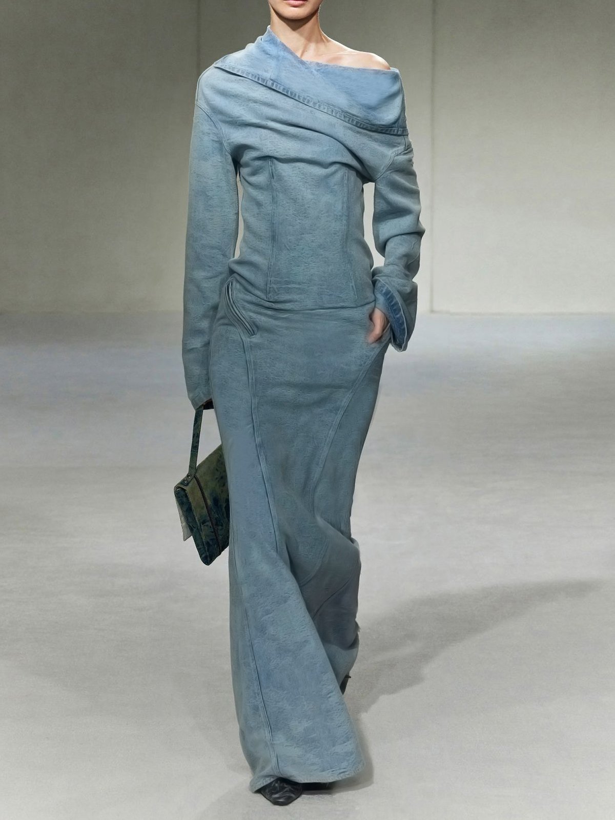 Urban Plain Maxi Denim Skirt