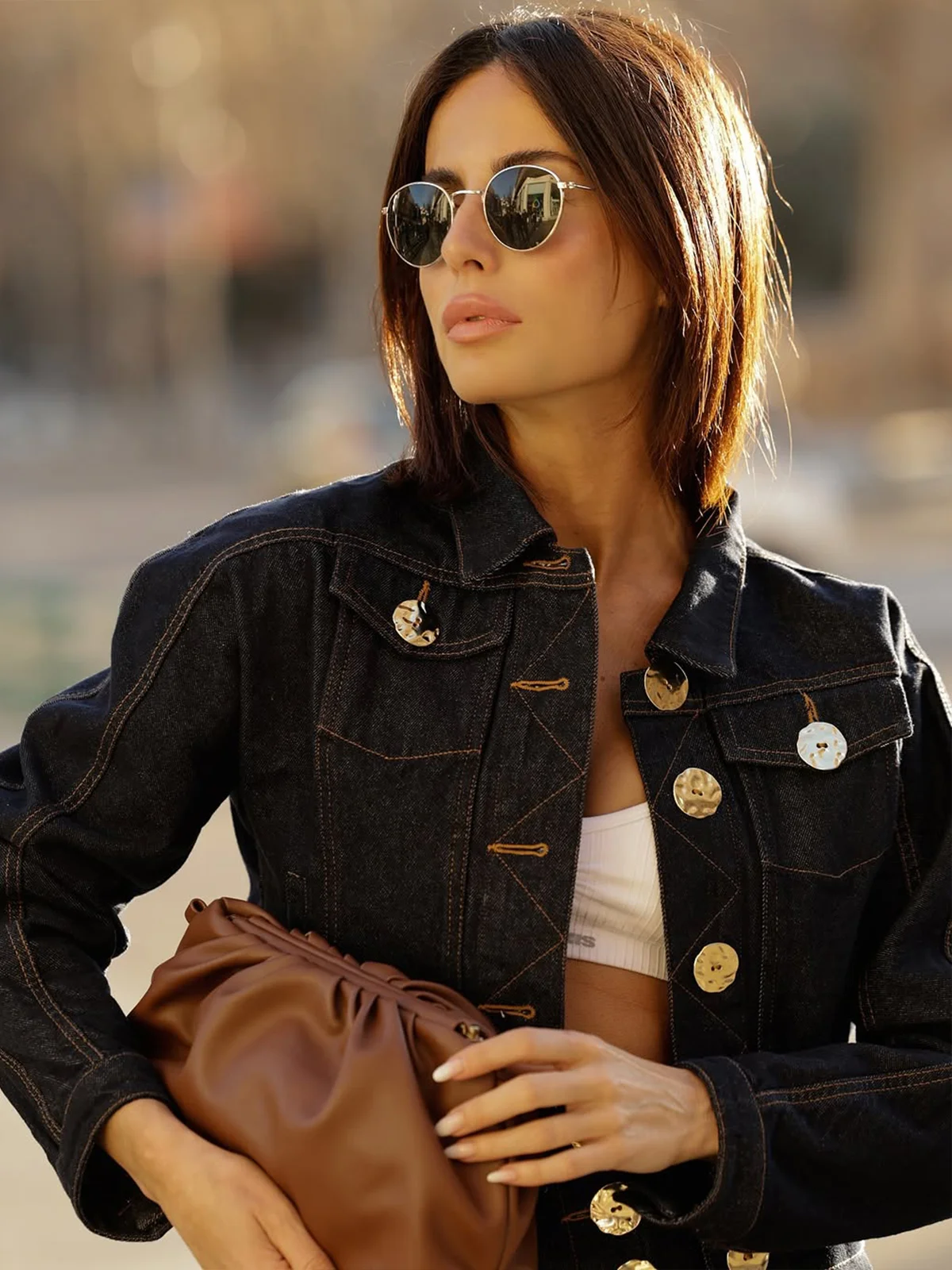 Urban Buttoned Plain Denim Jacket