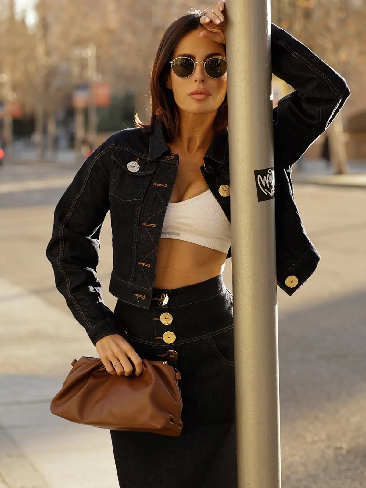 Urban Buttoned Plain Denim Jacket