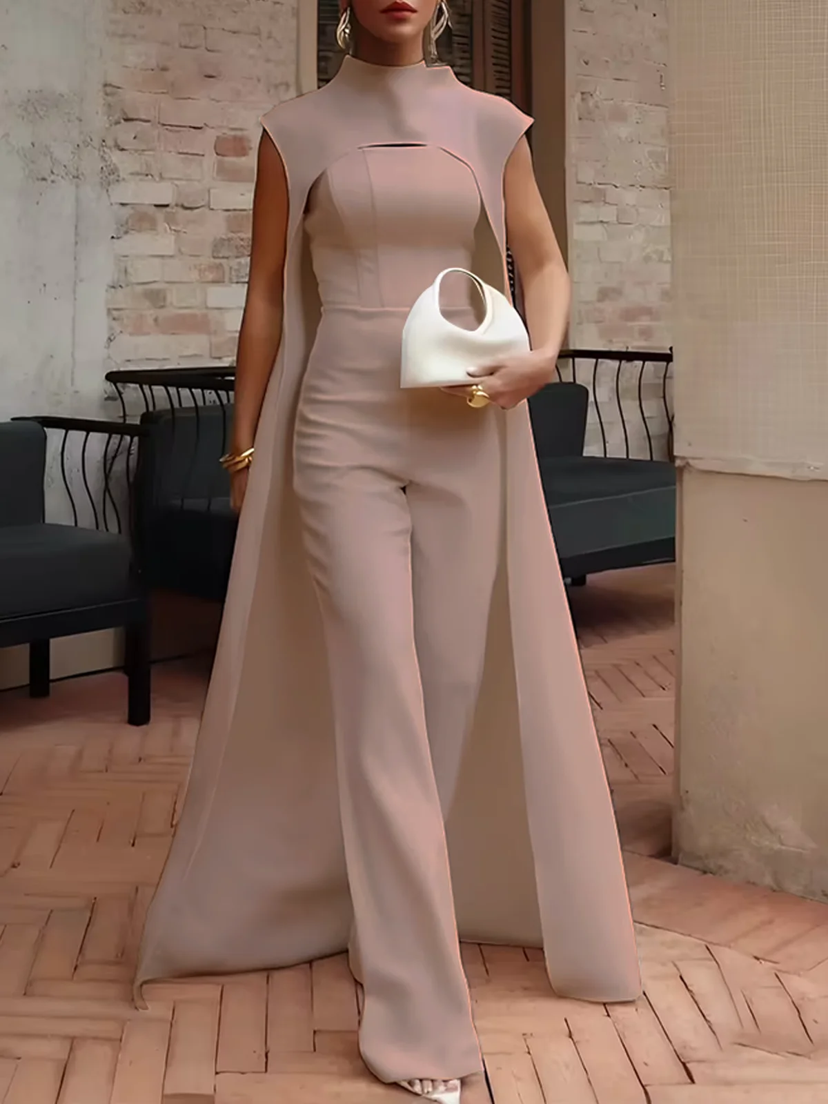Elegant Tailored Jumpsuit & Cape Set – Wedding & Formal Occasion Outfit