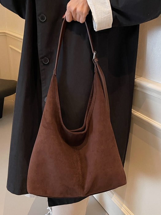 Casual Suede Tote Bag With Mini Bag