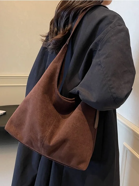 Casual Suede Tote Bag With Mini Bag