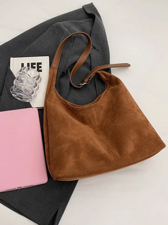 Casual Suede Tote Bag With Mini Bag