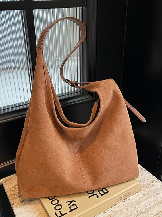 Casual Suede Tote Bag With Mini Bag