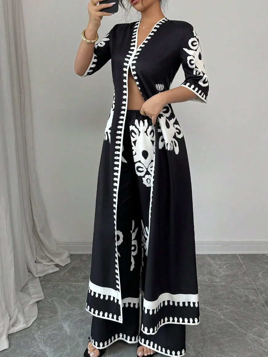 Elegant Plain Printing Fashion Pants