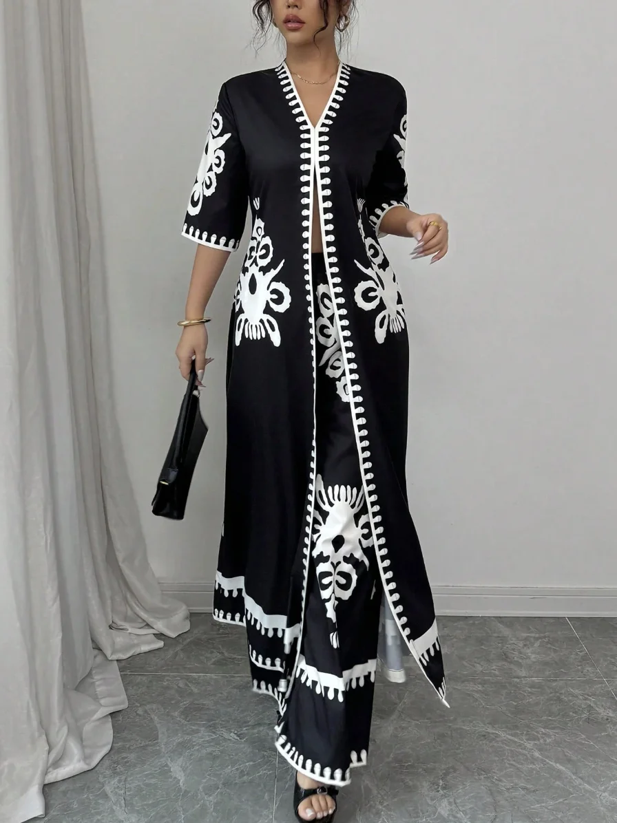 Elegant Plain Printing Fashion Pants