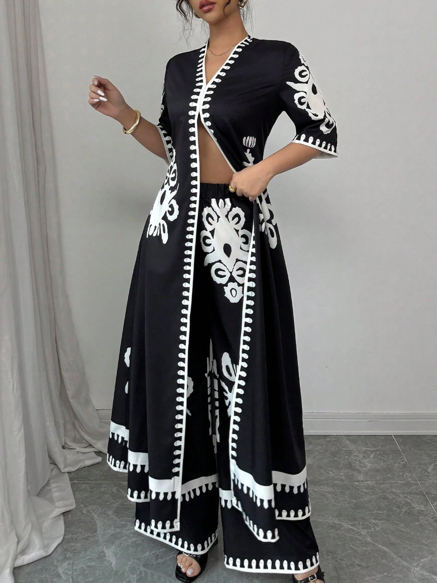 Elegant Plain Printing Fashion Pants