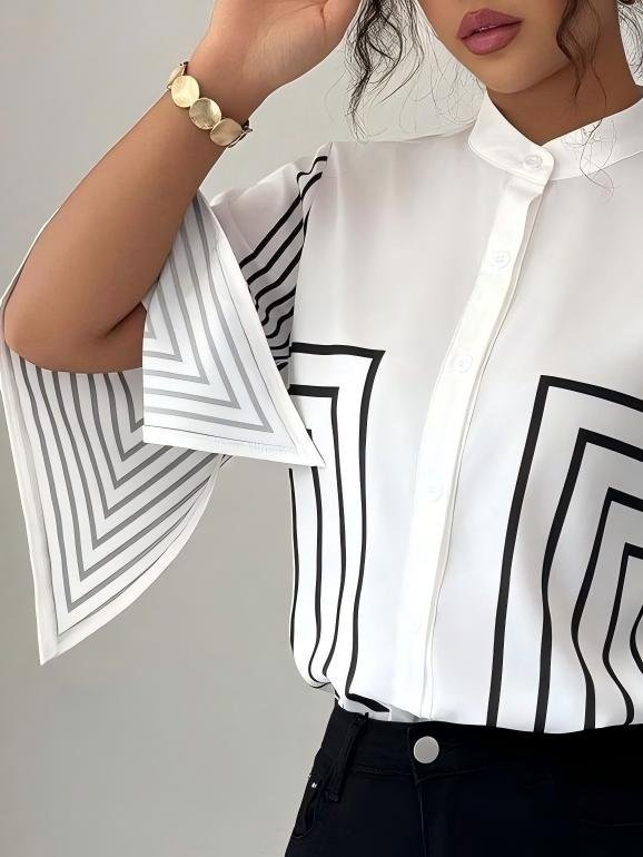 Urban Striped Mock Neck Shirt