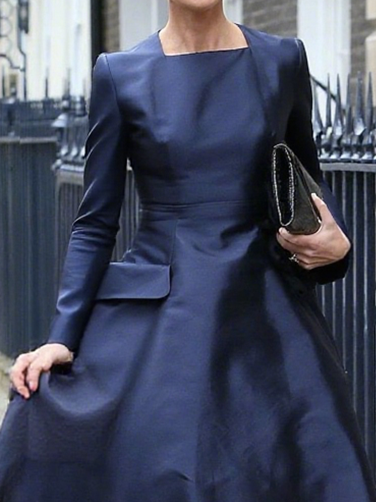 Elegant Plain Square Neck Knee Length Dress