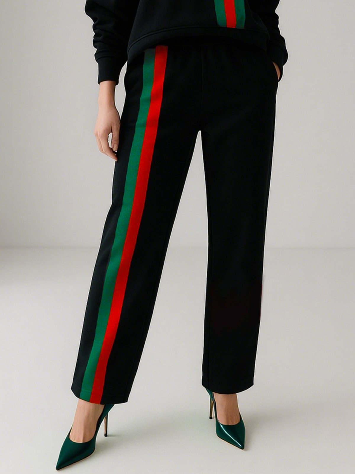 Casual Color Block Straight Pants
